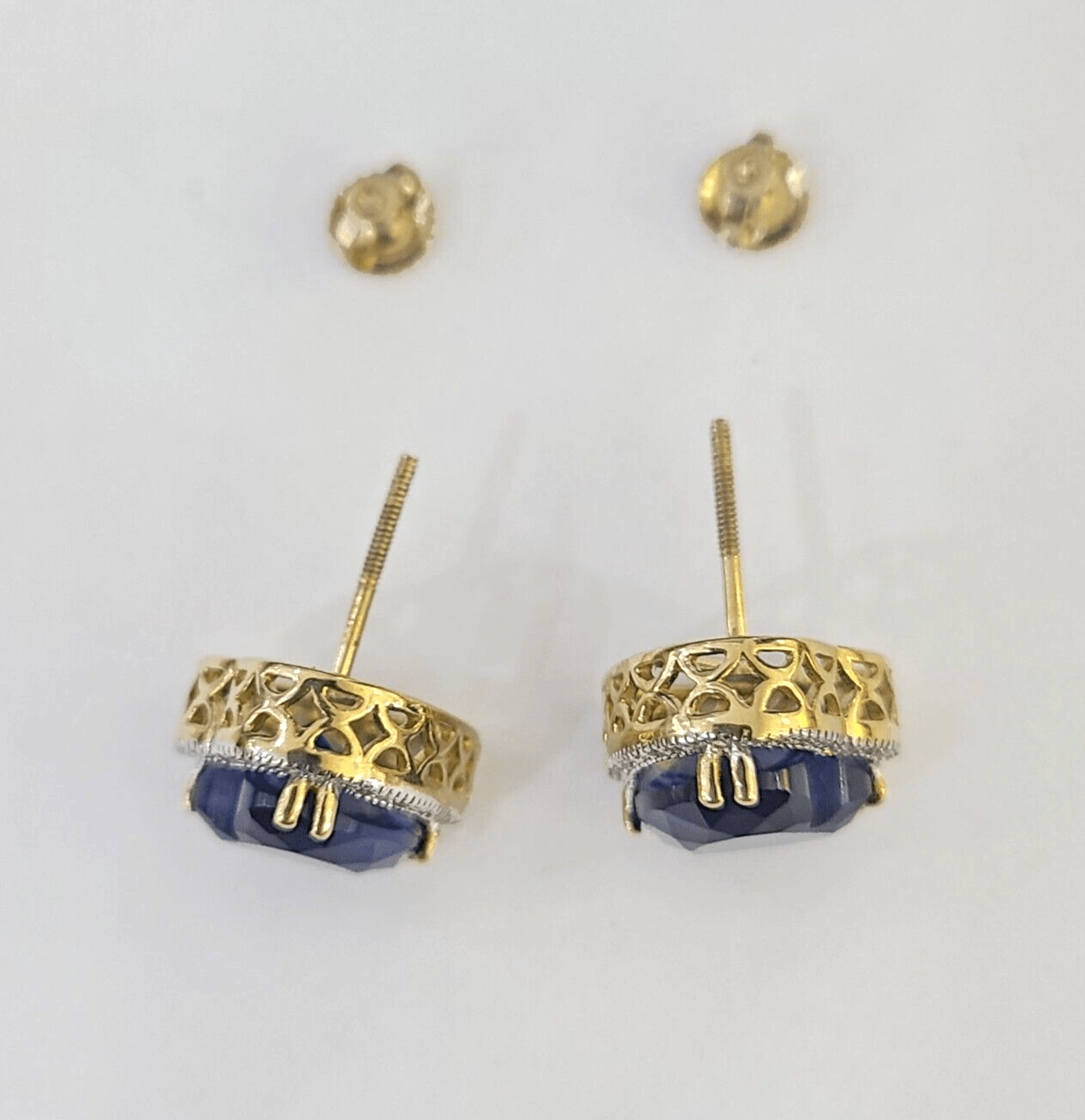 10k Yellow Gold Heart Diamond Earrings Real Screw - Back Women Men studs - GoldenlinQ